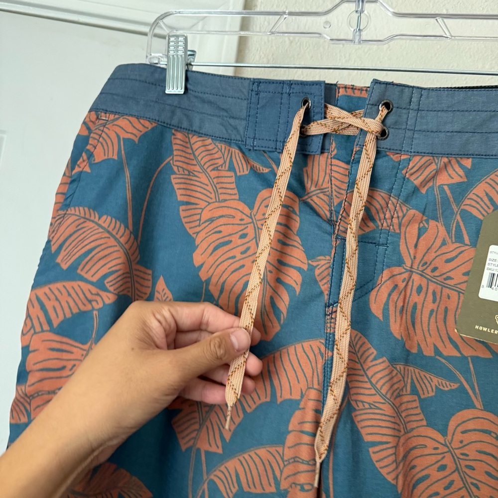 NWT HOWLER BROS blue orange swim leaf tropical Hawaiian board‎ shorts trunks - Picture 4 of 7